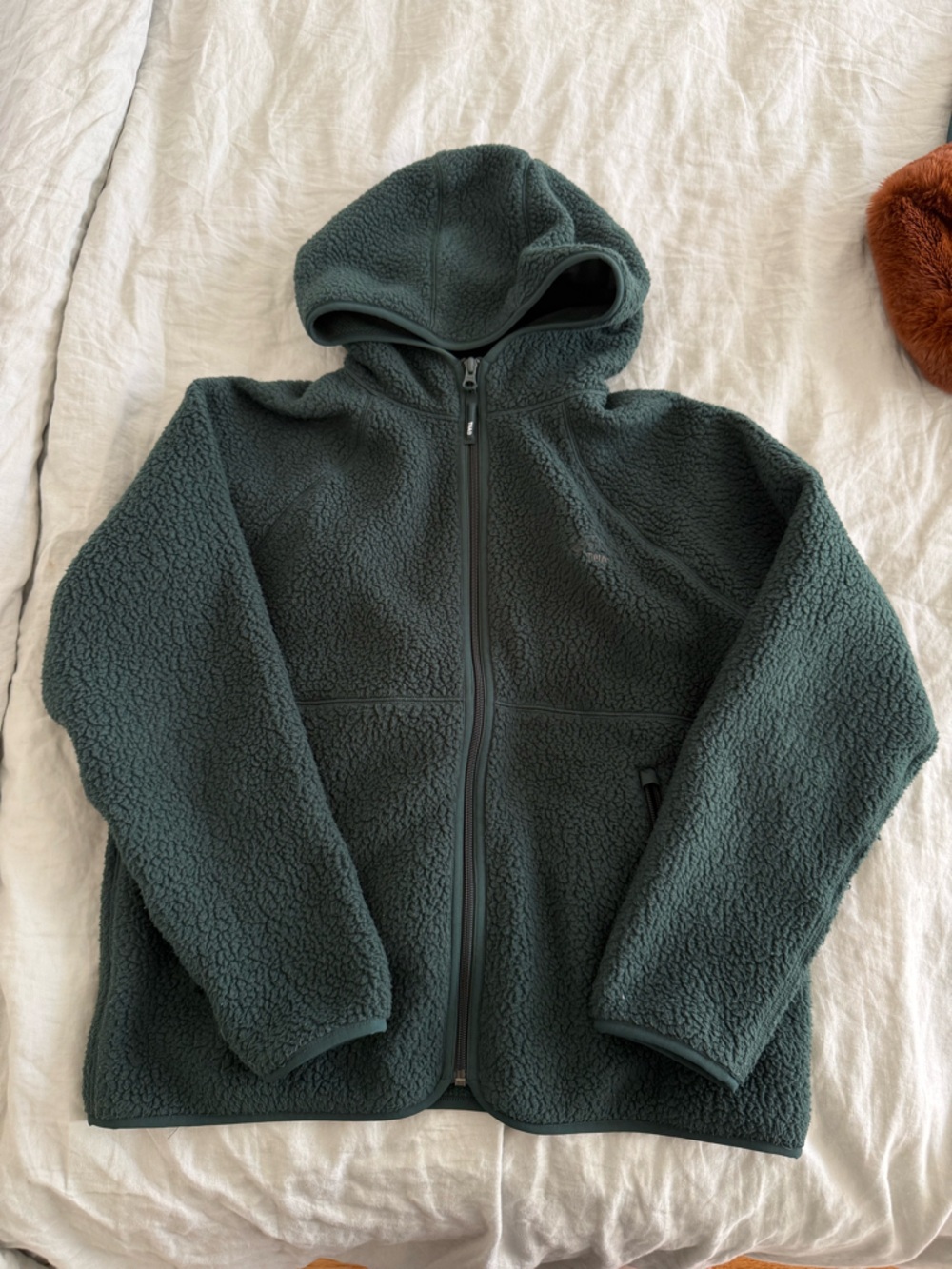 TNA Dark Green Sherpa Fleece Hooded Jacket